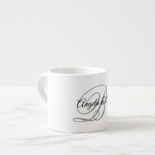 Graue Kalligrafie-Schrift-Monogramm Espressotasse