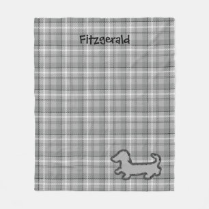 Graue Karierte Dackel Fleece Blanket