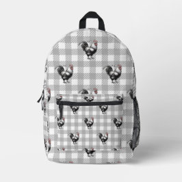 Graue Karierte Rooster Bedruckter Rucksack