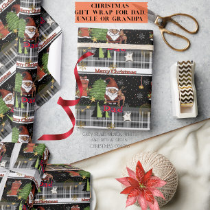 Graue Karo-Santa-Weihnachtsverpackung für Papa Geschenkpapier