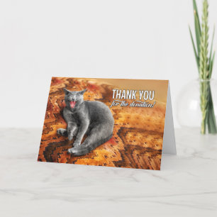 Graue Katze auf einem Kissen Spender Dankeskarte