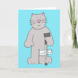 Graue Katze auf Krücke, Karte