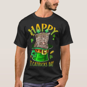 Graue Katze Catrick Irisches Kleeblatt Kätzchen St T-Shirt