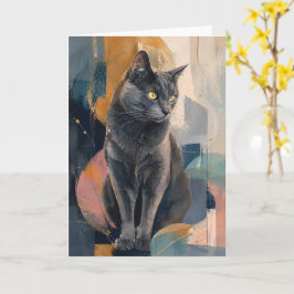 Graue Katze Goldener Blick Karte