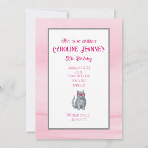 Graue Katze, helles Rosa, 50 & Fabulous, Spaß zum Einladung