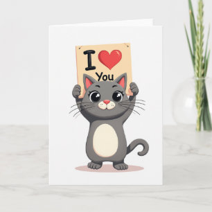 Graue Katze Ich Liebe Dich Grußkarte Karte