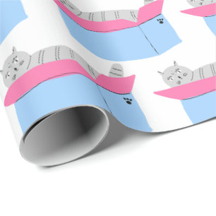 Graue Katze in Box Geschenkpapier