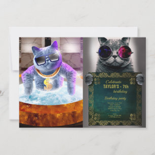 Graue Katze in der Badewanne Einladung