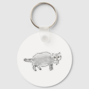 Graue Katze in Plastiktüte Bleistiftkunst Schlüsselanhänger