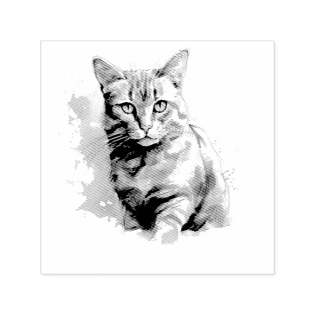 Graue Katze mit Aquarellfarbe Permastempel (Design)