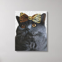 Graue Katze mit Leopard Bow