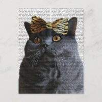 Graue Katze mit Leopard Bow