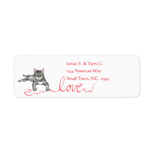 Graue Katze mit Liebe Ribbon