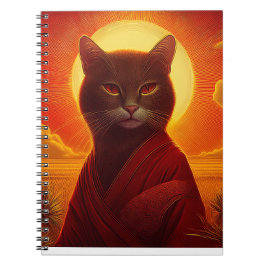 Graue Katze mit modischem Gewand in einer Sonnenun Notizblock