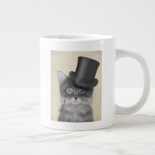 Graue Katze mit Top Hat Jumbo-Tasse