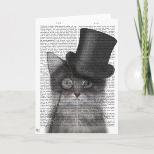 Graue Katze mit Top Hat Karte
