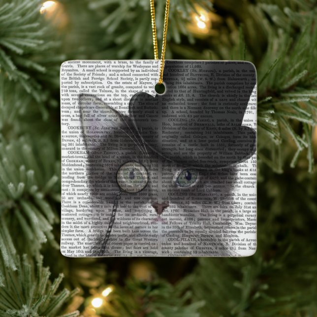 Graue Katze mit Top Hat Keramikornament (Baum)