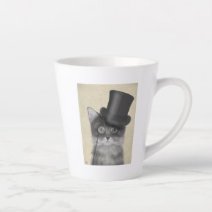 Graue Katze mit Top Hat Milchtasse