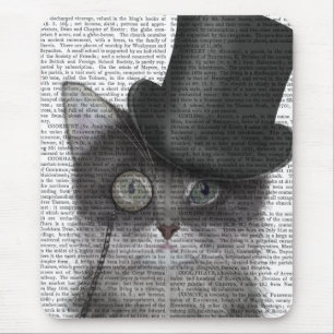 Graue Katze mit Top Hat Mousepad