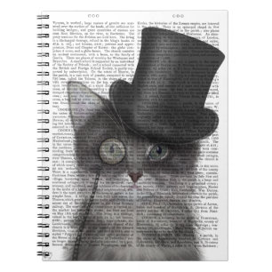 Graue Katze mit Top Hat Notizblock