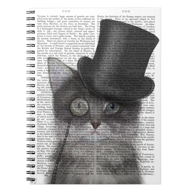 Graue Katze mit Top Hat Notizblock (Vorderseite)