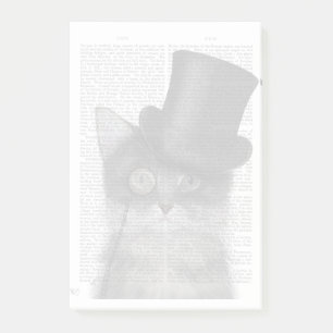 Graue Katze mit Top Hat Post-it Klebezettel