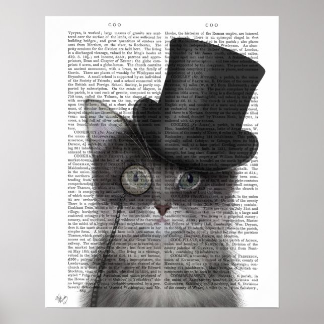 Graue Katze mit Top Hat Poster (Vorne)