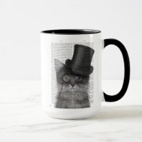 Graue Katze mit Top Hat