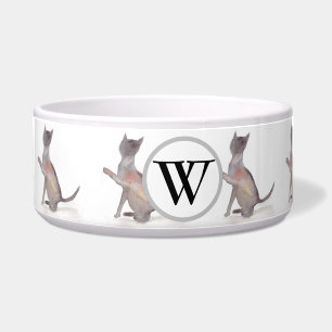 Graue Katze Retro Vintage Wasserfarbe Kitten Napf