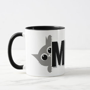 Graue Katze schaut hervor - Miauen Design Kaffeeta Tasse