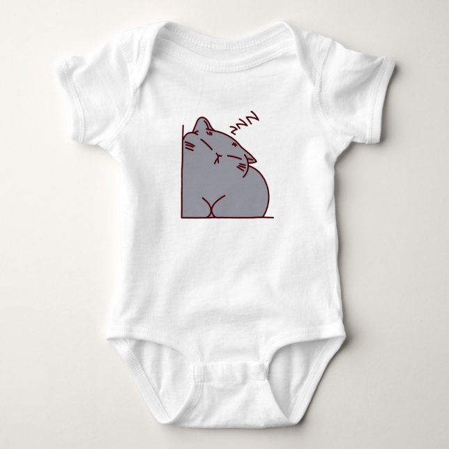 Graue Katze schläft  Baby Strampler (Vorderseite)