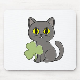 Graue Katze Shamrock Kleeblatt-Anhänger Mousepad