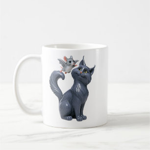 Graue Katze und Fledermaus Kaffeetasse
