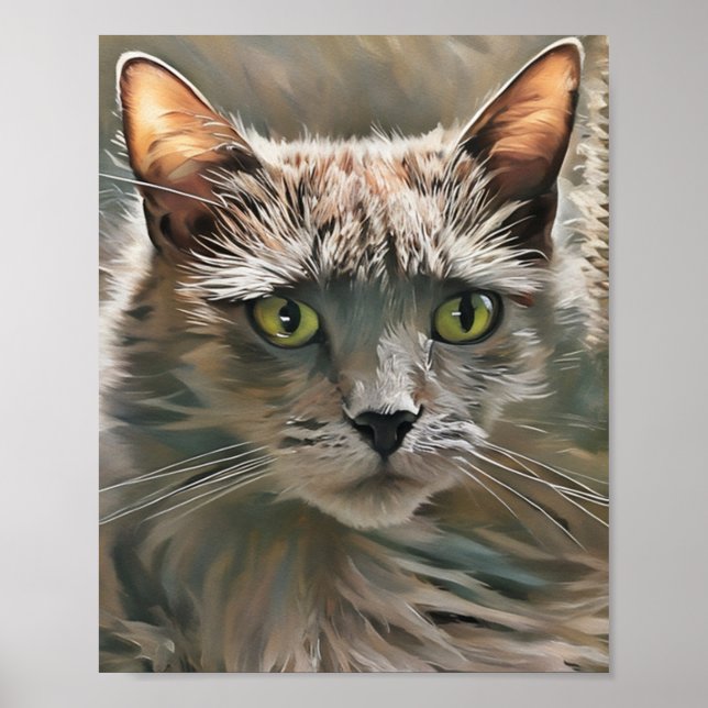 Graue Katze, Werteplakat (Matte) Poster (Vorne)