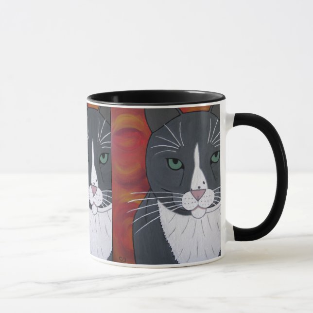 Graue Katzen-Gesichts-Tasse Tasse (Rechts)