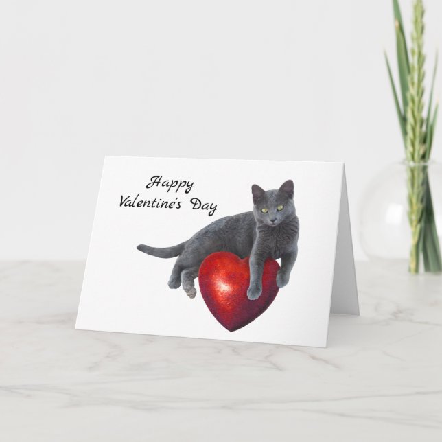 Graue Katzen-Herz-Valentinstag-Karte Feiertagskarte (Vorderseite)