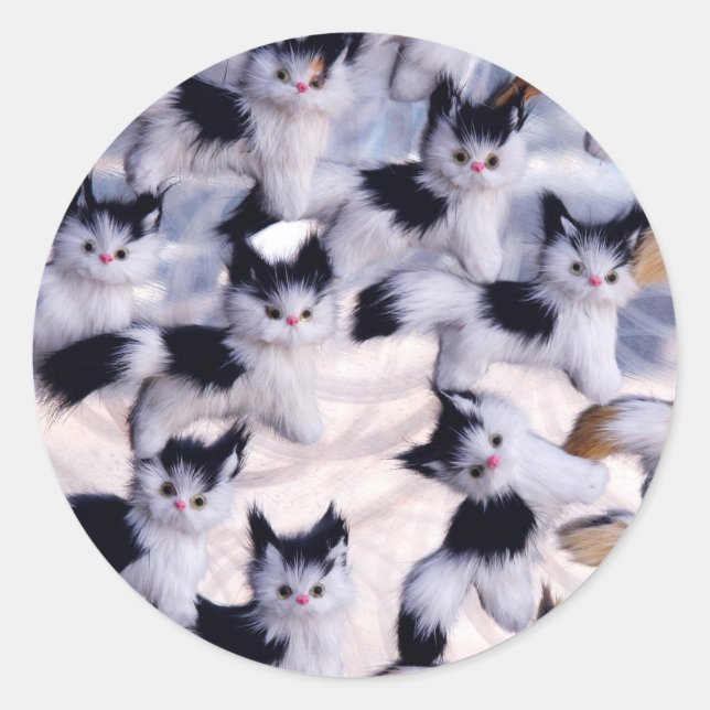 graue Katzen Runder Aufkleber (Vorderseite)