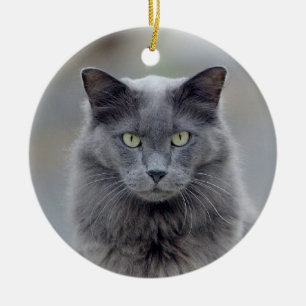 Graue Katzen-Weihnachtsverzierung Keramik Ornament