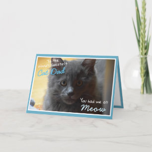 Graue Katzenkarte zum Vatertag für Katzenpapa Karte