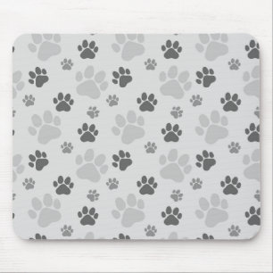 Graue Katzenpaw-Druckmuster Mousepad