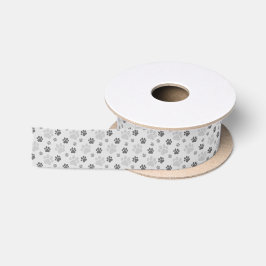 Graue Katzenpaw-Druckmuster Satinband