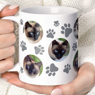 Graue Katzenpfotenabdruck 8 Foto-Collage Kaffeetasse