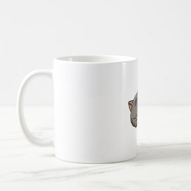 Graue Kawaii Schlafkatze Kaffeetasse (Links)