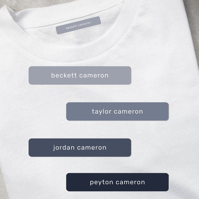 Graue Kinder benennen Eisen auf Kleidung Etiketten (1.75" x .3125" clothing labels iron-on or adhesive, 2 sheets of 48 labels, USE 1 OR up to 4 NAMES)