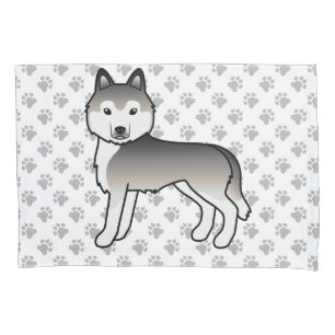 Graue Kissenhülle mit Sibirischem Husky Hund und P Kissenbezug