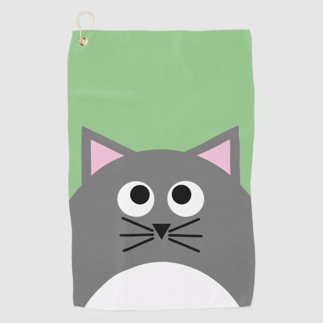 Graue Kitty Katze Golfhandtuch (Vorderseite)