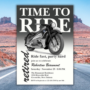 Graue klassische Motorradfahrt-Rentnerparty Einladung