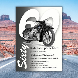 Graue klassische Motorradfahrt zum 60. Geburtstag Einladung