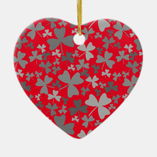 Graue Kleeblätter Keramik Ornament