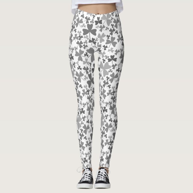 Graue Kleeblätter Leggings (Vorderseite)
